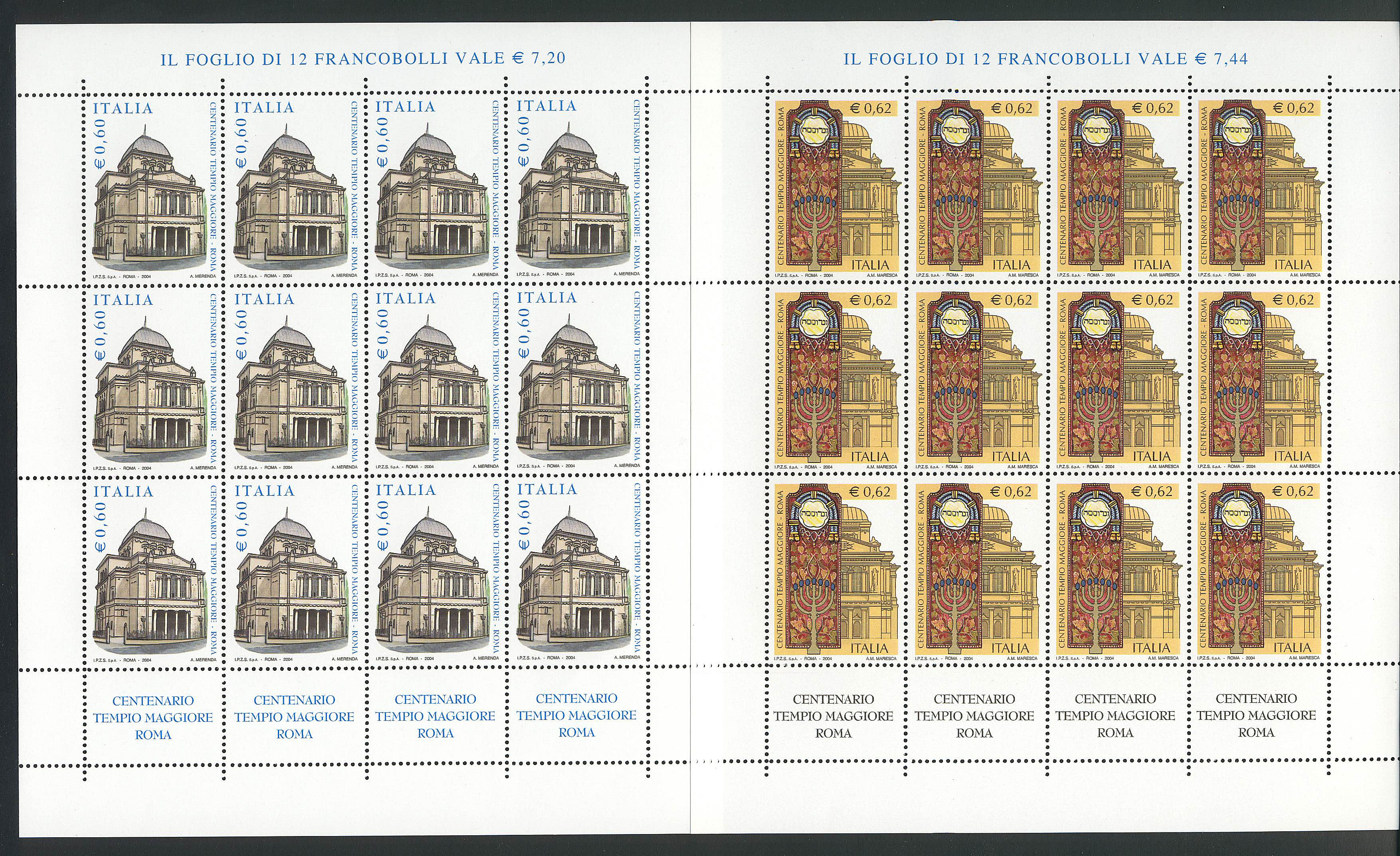 2004 - 1 x Minifoglio Tempio Maggiore 2 val - Sas.2765-6 Bol.2880-1.jpg