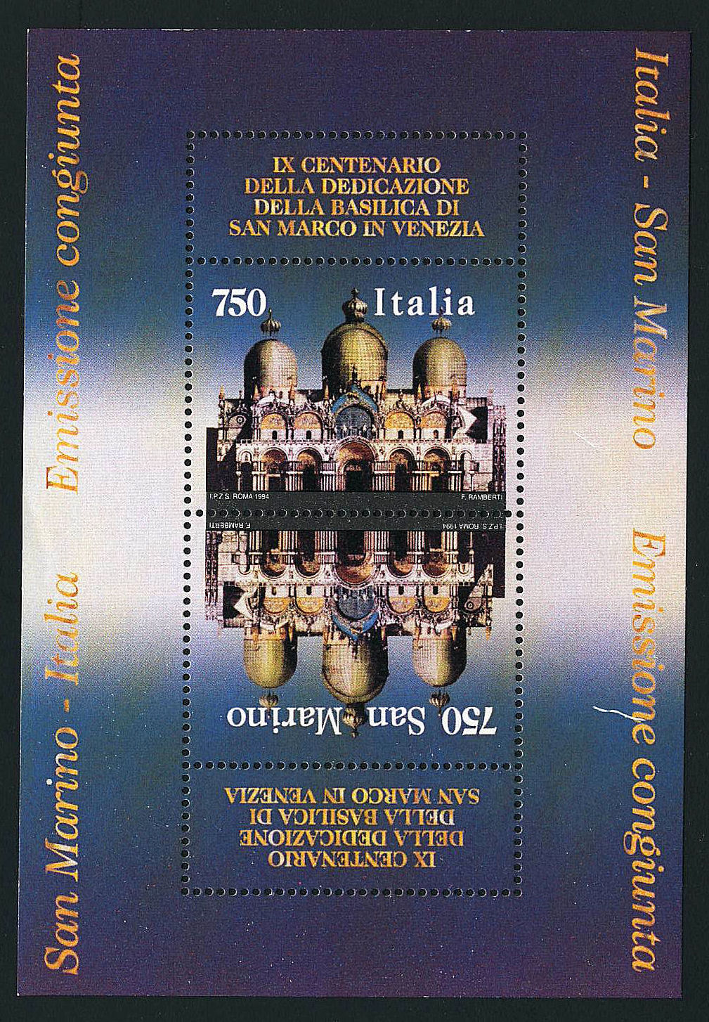1994 - 5 x Italia-San Marino - Dedizione della Basilica di San Marco Sas.BF17 Bol.BF41.jpg