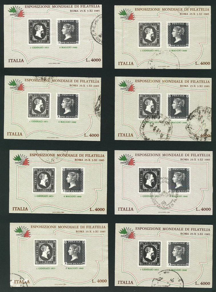 1985 - Esposizione mondiale di Filatelia - Primi francobolli B17-B24.jpg
