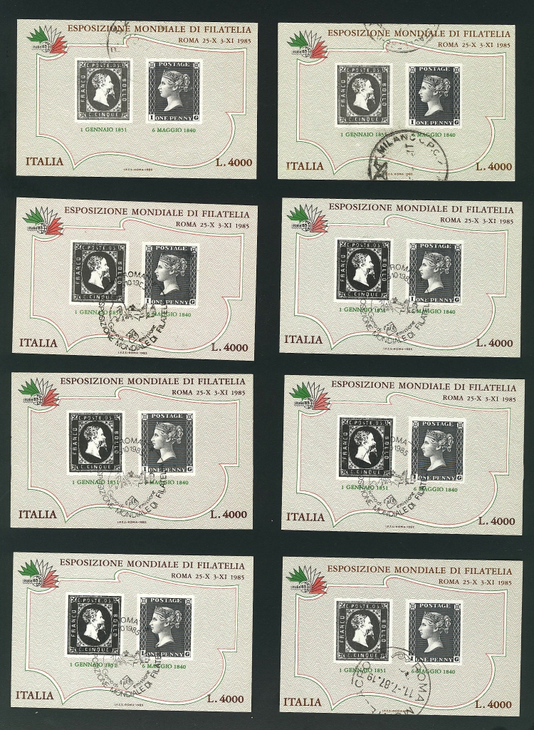 1985 - Esposizione mondiale di Filatelia - Primi francobolli B33-B40.jpg