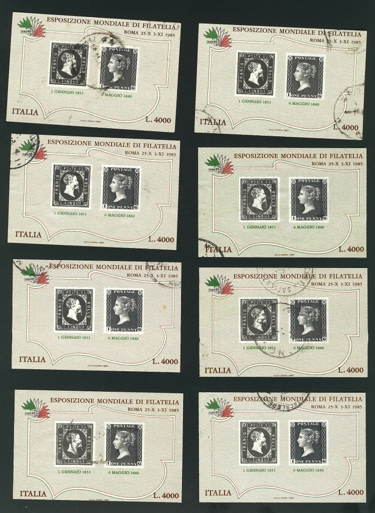1985 - Esposizione mondiale di Filatelia - Primi francobolli B41-B48.jpg