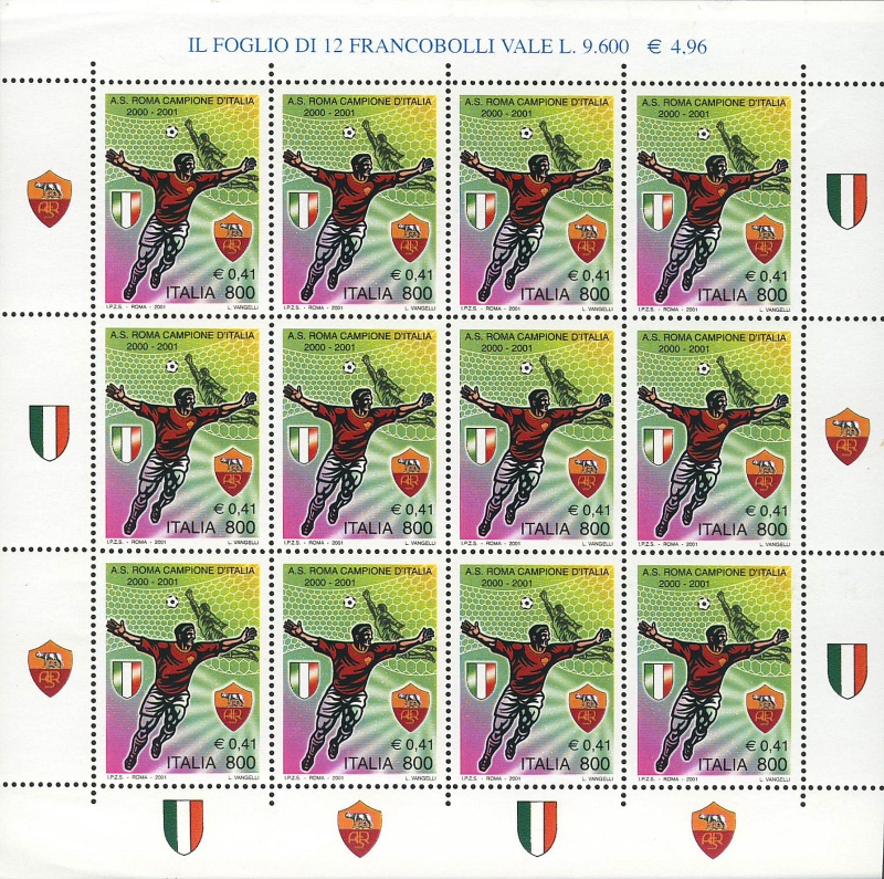 2001 - Minifoglio Roma Campione d'Italia - Sas.2552 Bol.2681.jpg